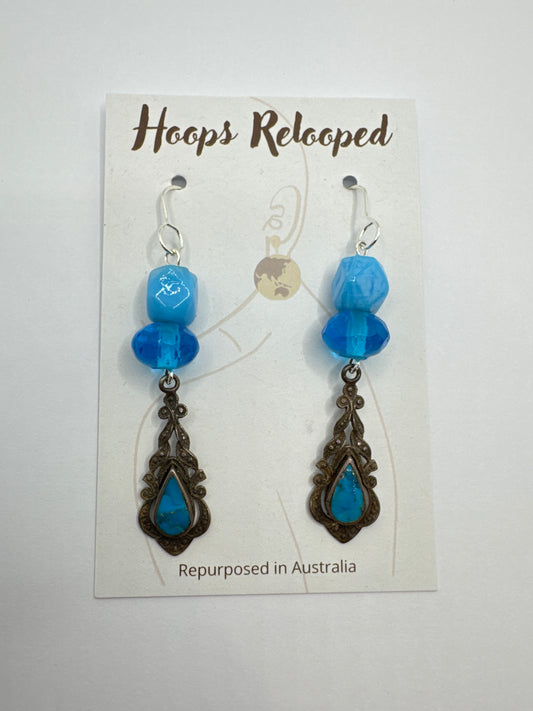 Blue metallic dangles