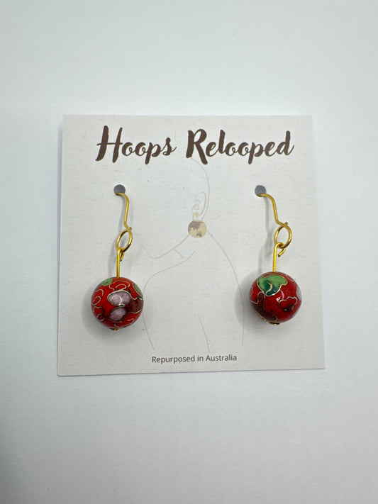 Red floral marble drops