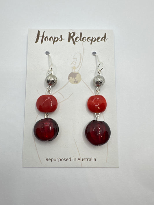 Red and silver drops