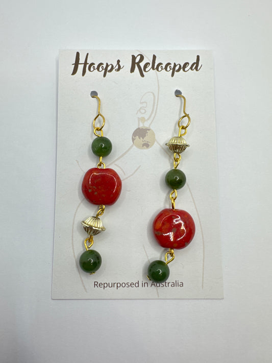Red, green and gold drops