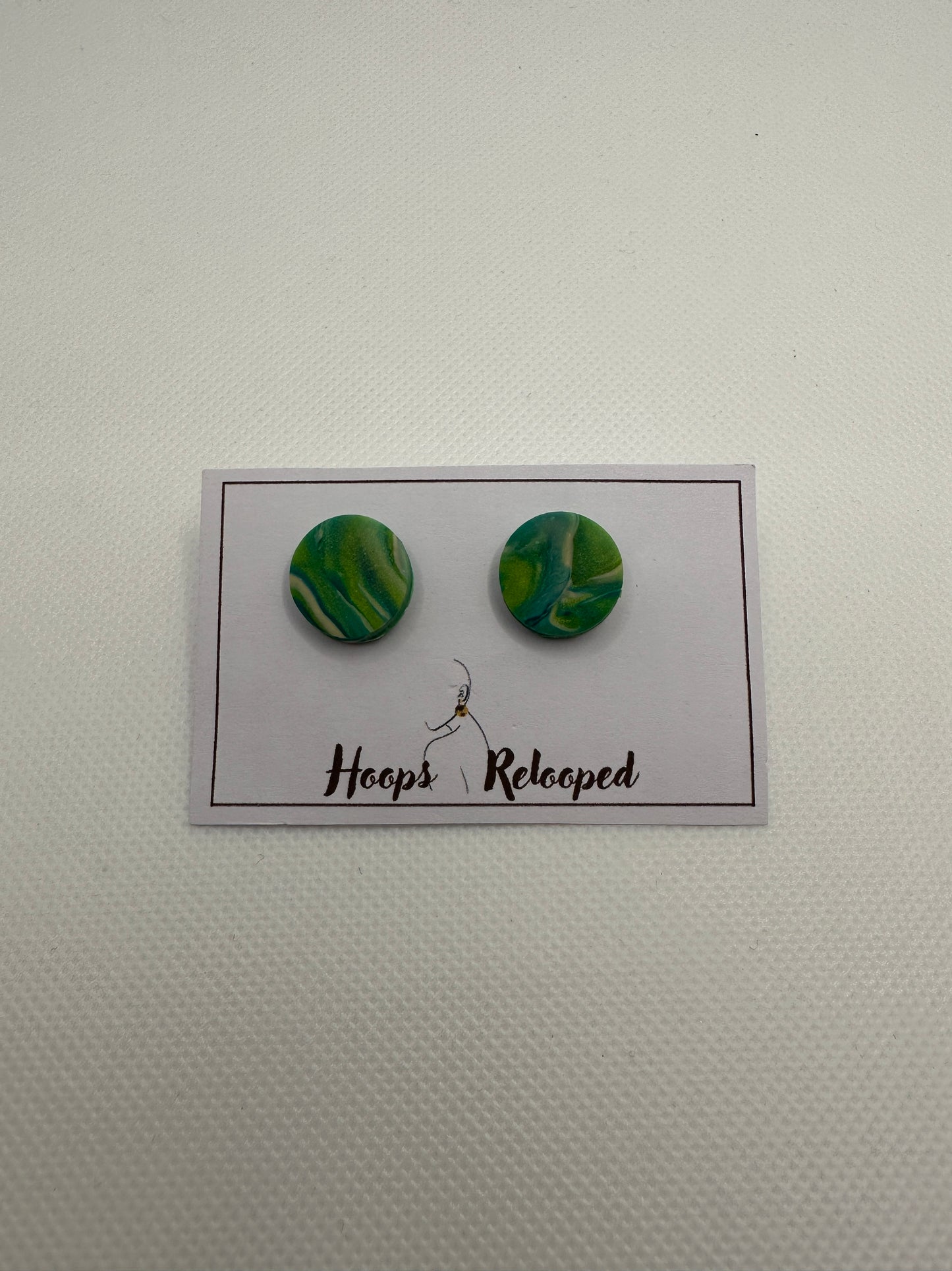 Peacock green circle studs - mediums