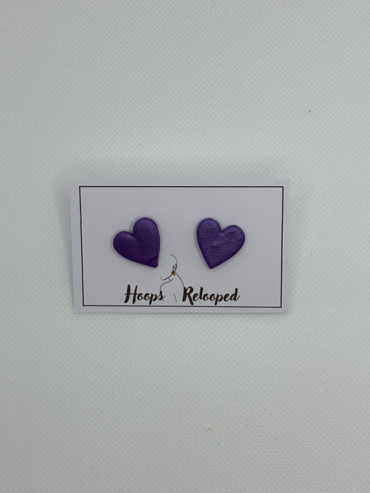 Purple large heart studs