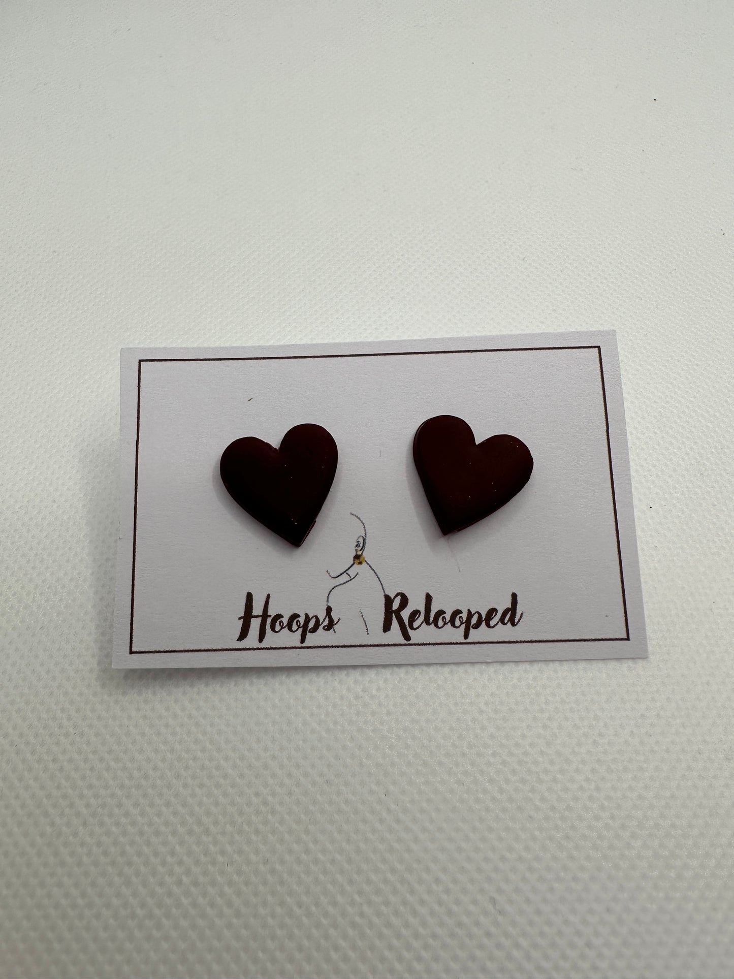 Maroon purple large heart studs
