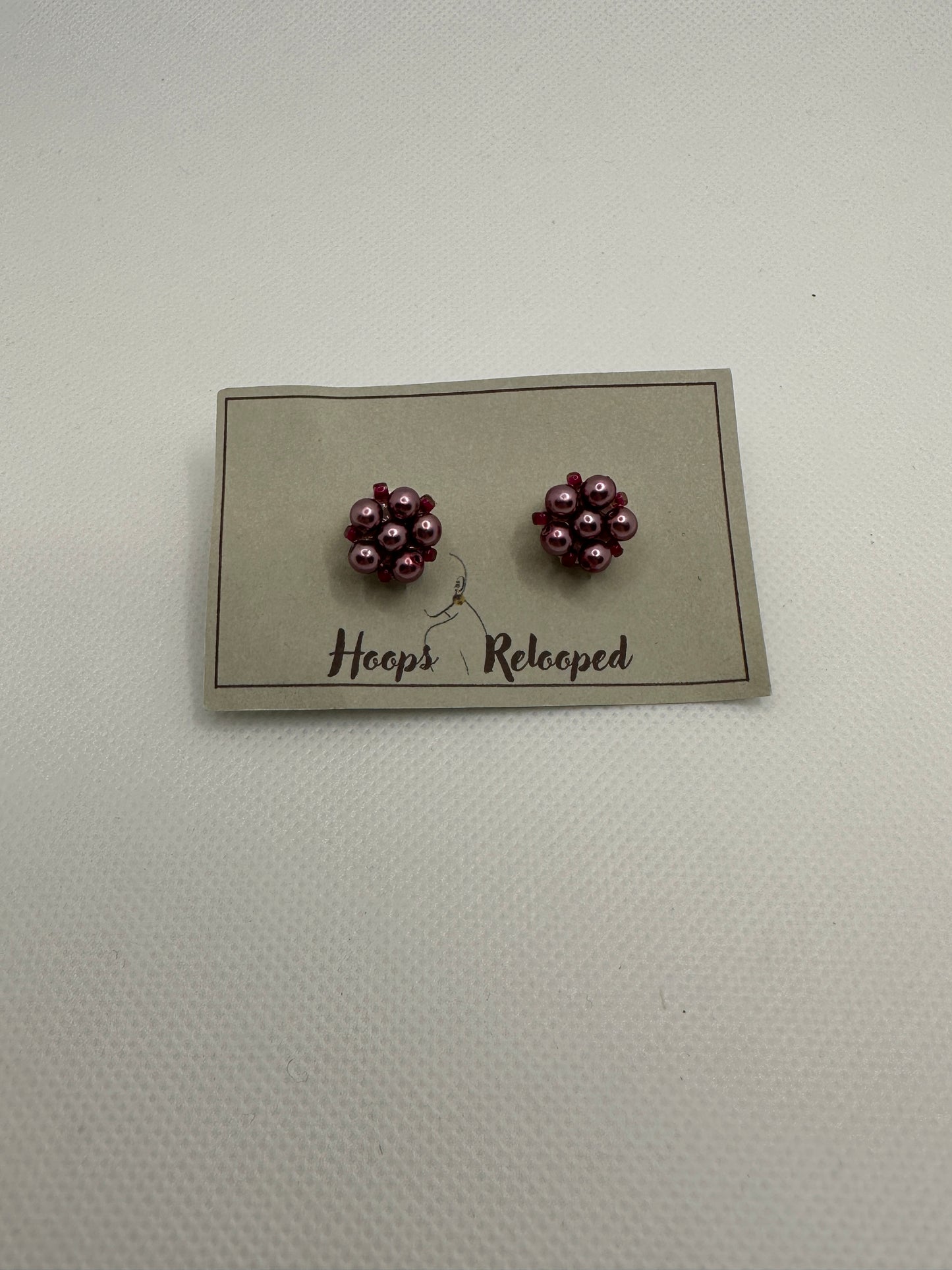 Purple and pink beaded studs