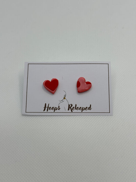 Red and pink heart mini studs