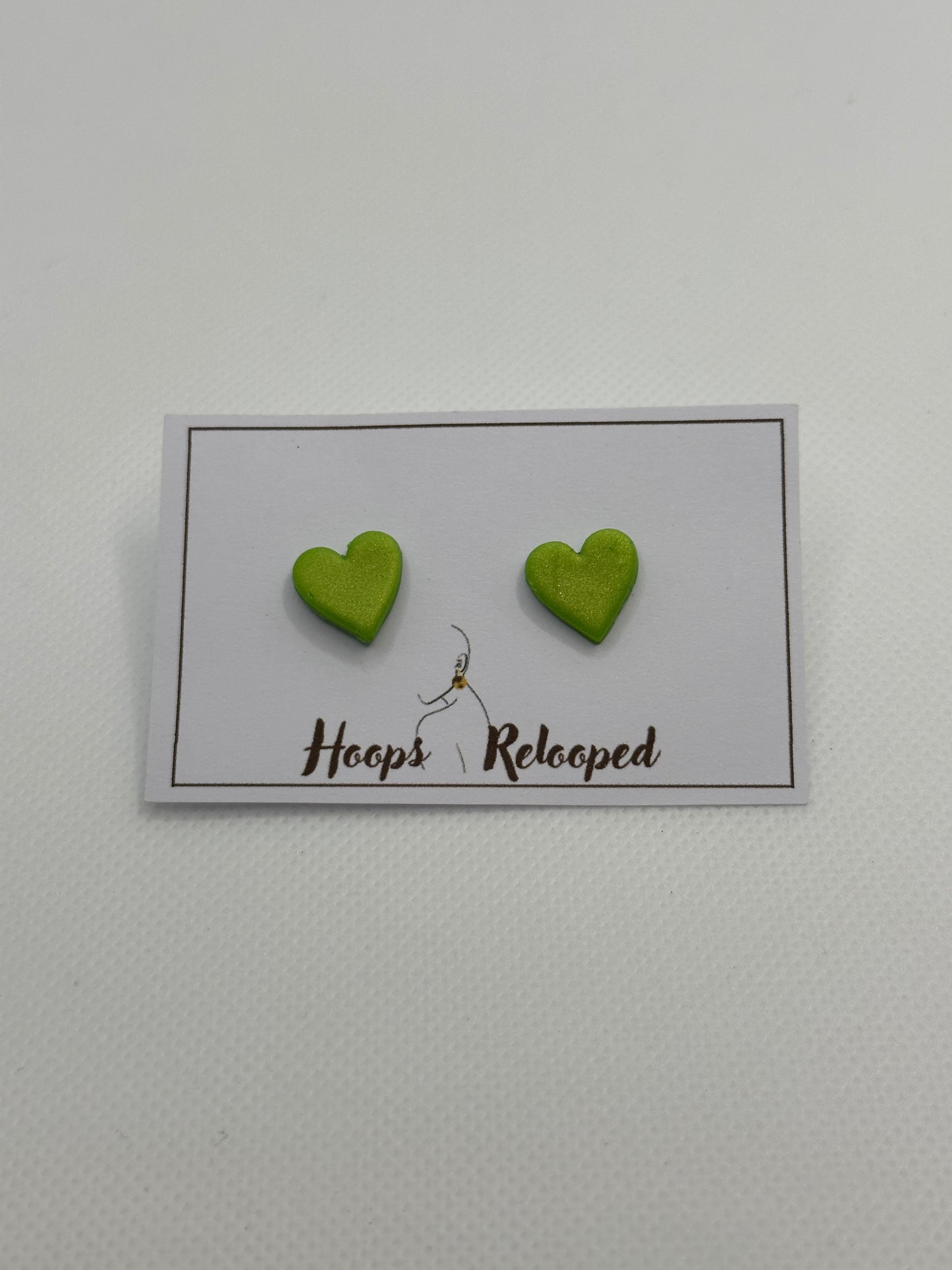 Green heart mini studs