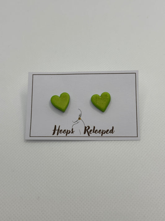 Green heart mini studs