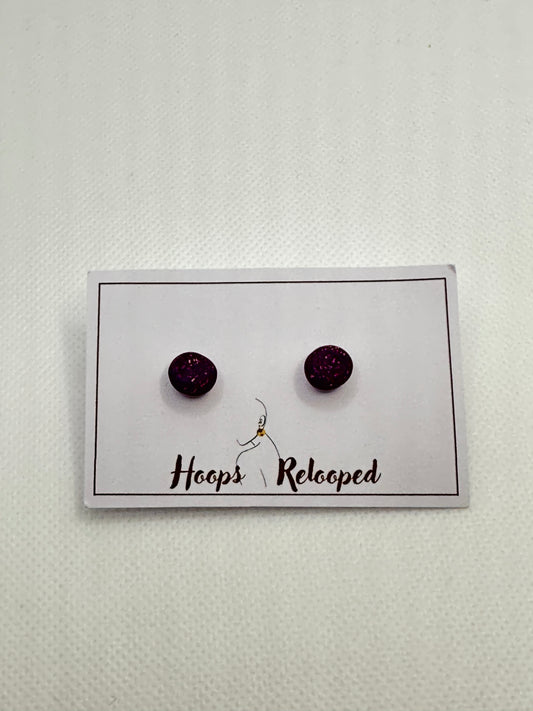 Purple sparkle dot mini studs