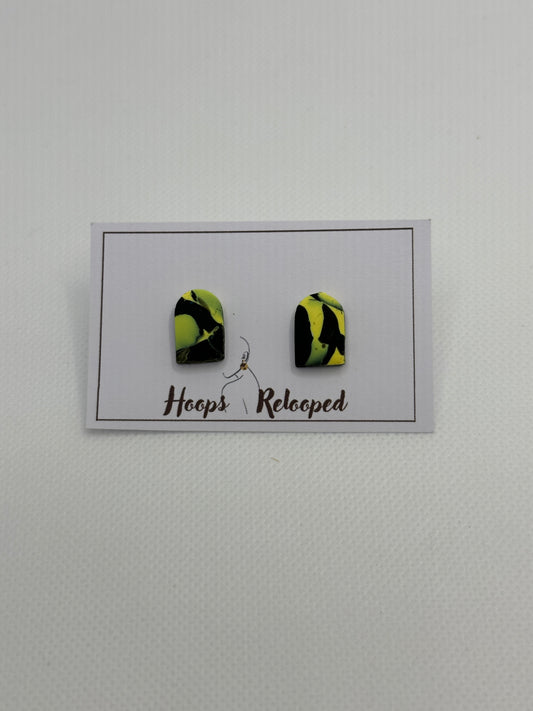 Yellow and black marble arch mini studs