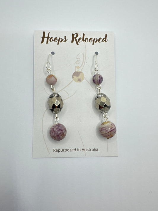 Purple and silver drops