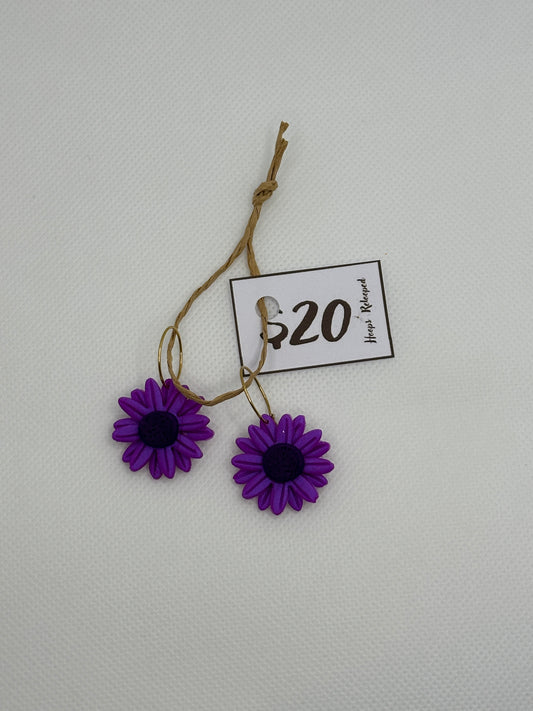 Purple medium flower hoops