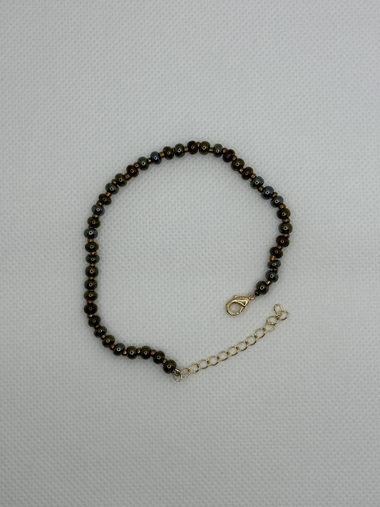 Metallic black bead bracelet