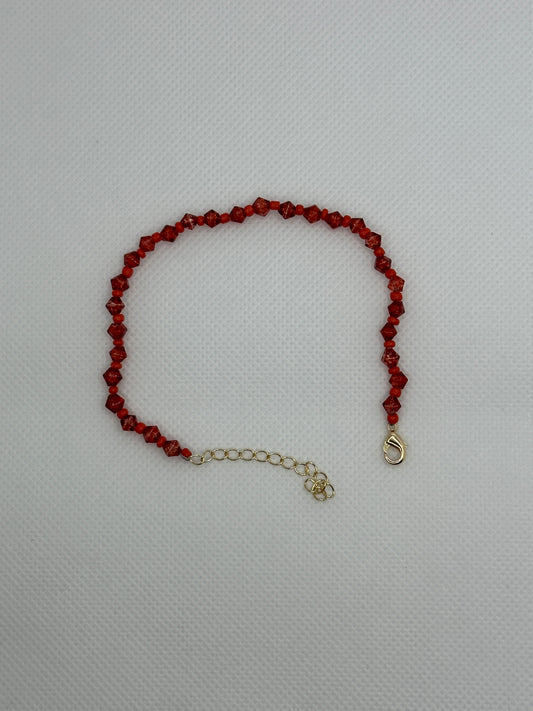 Red diamond beaded bracelet