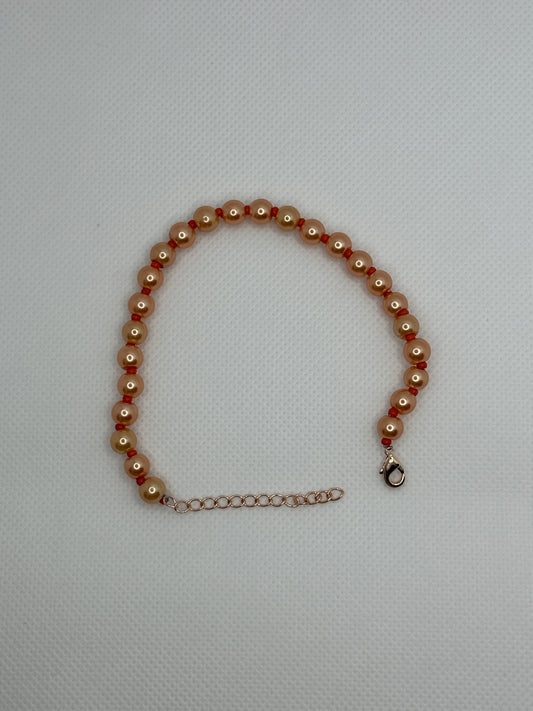 Orange pearl bead bracelet