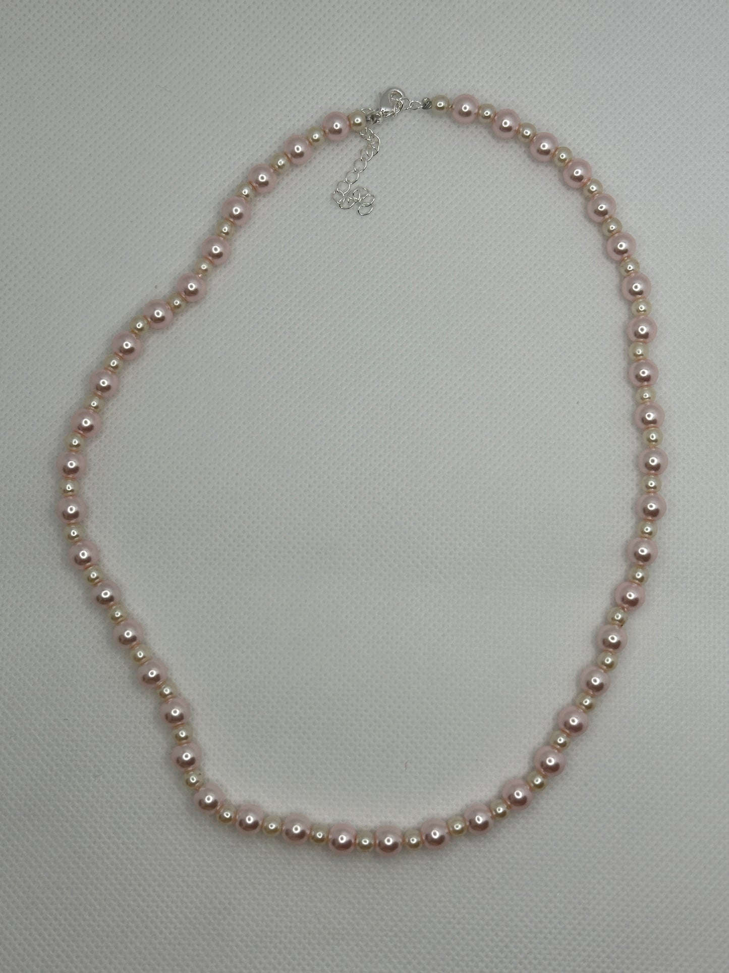 Pink and white pearl necklace