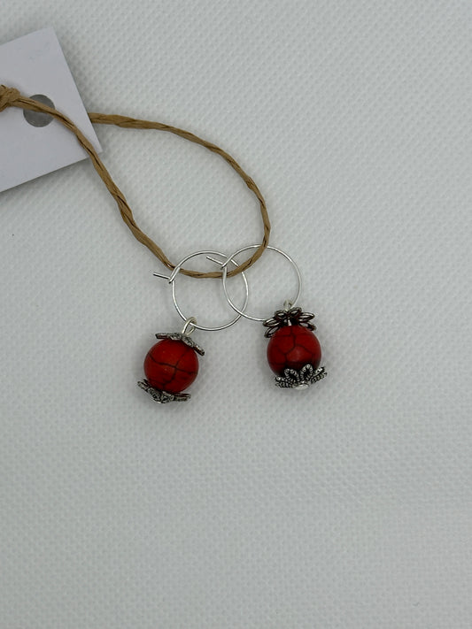 Red and silver mini hoops