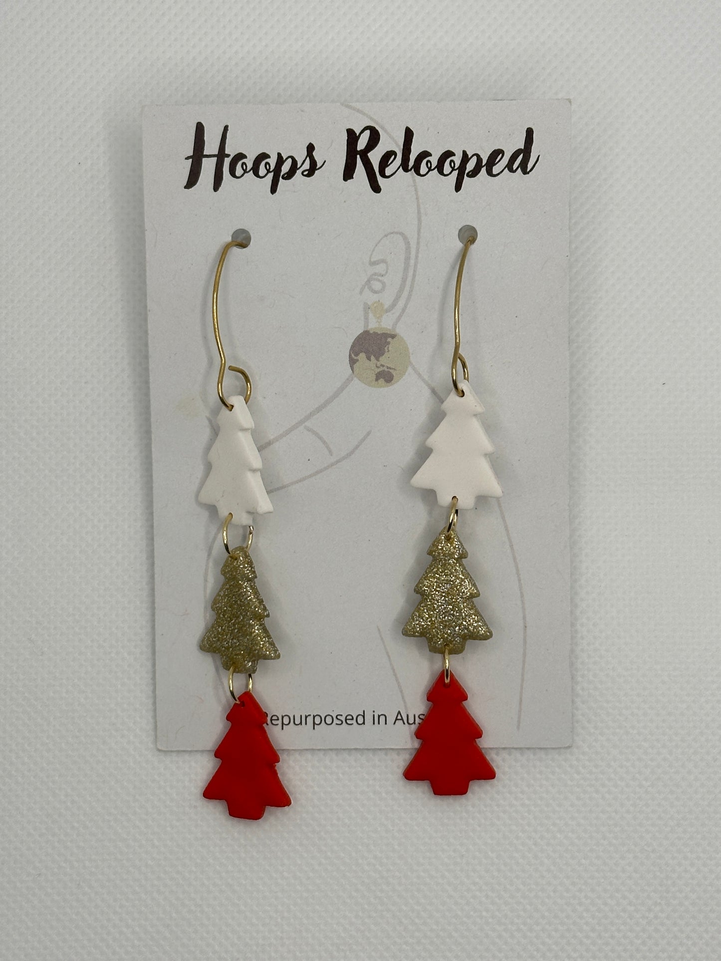 Christmas triple trees - white, gold and red