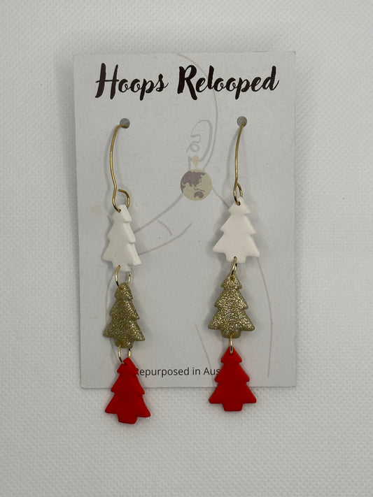 Christmas triple trees - white, gold and red