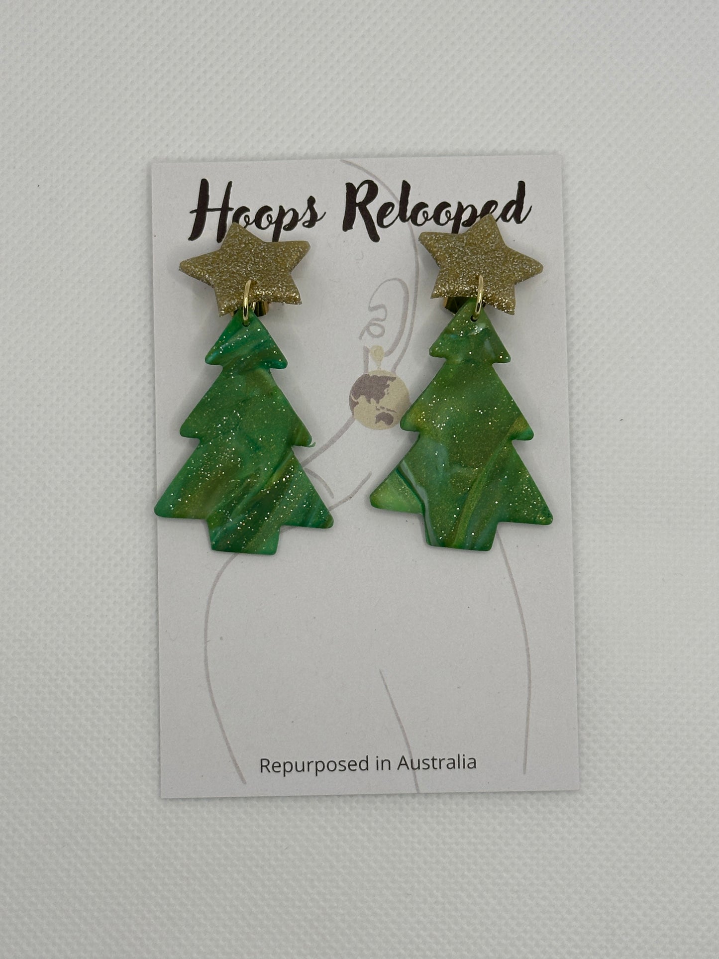 CLIP ON Christmas large trees - marble green