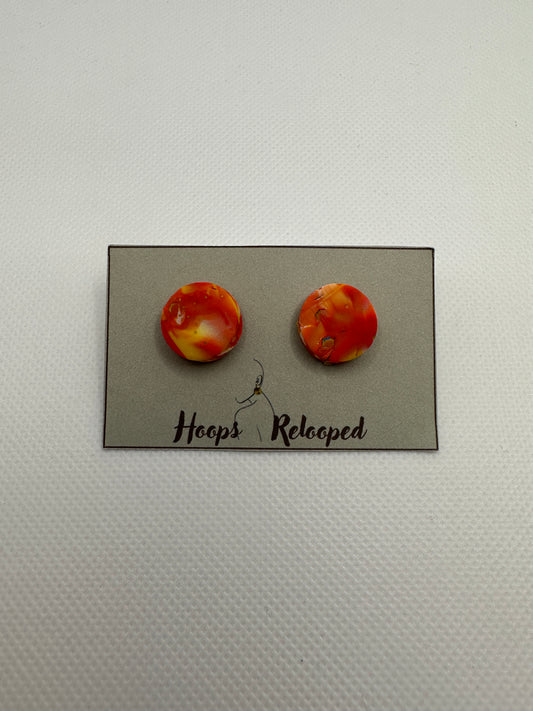 Orange flame circle studs - medium