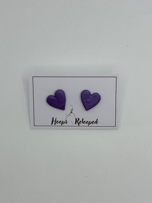 Purple large heart studs