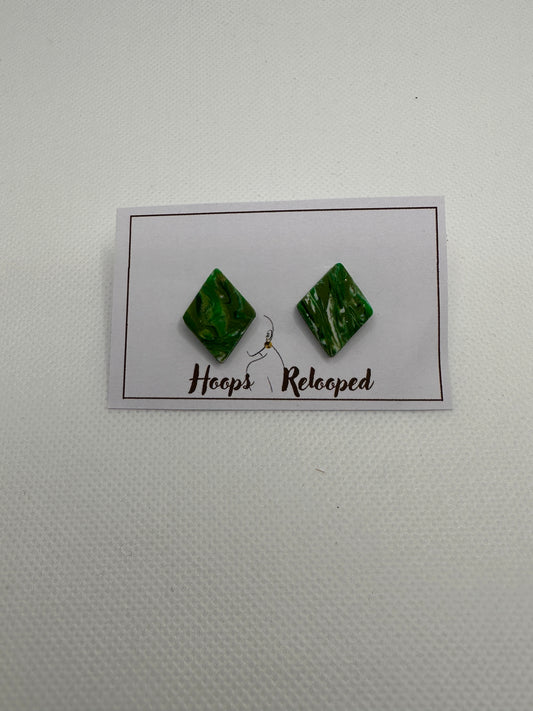 Green garden diamond studs - medium