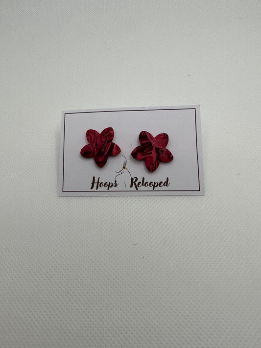 Purple marble flower studs