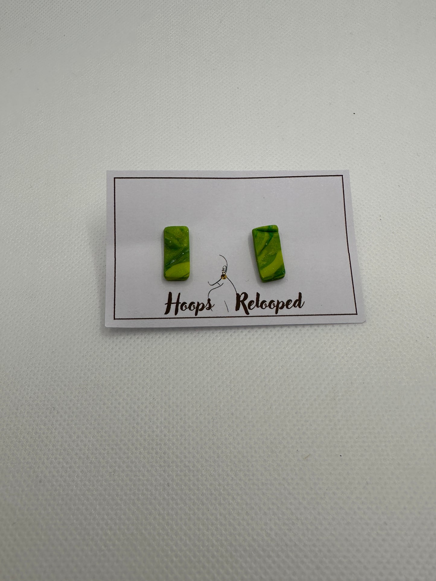 Marble green rectangle studs