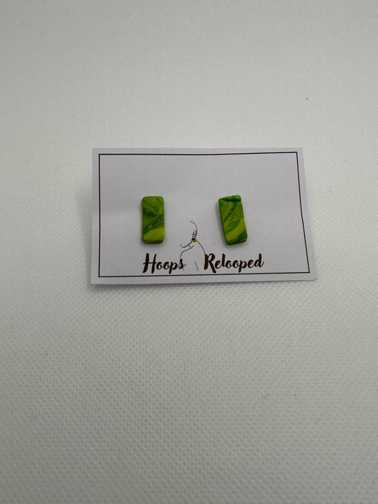 Marble green rectangle studs