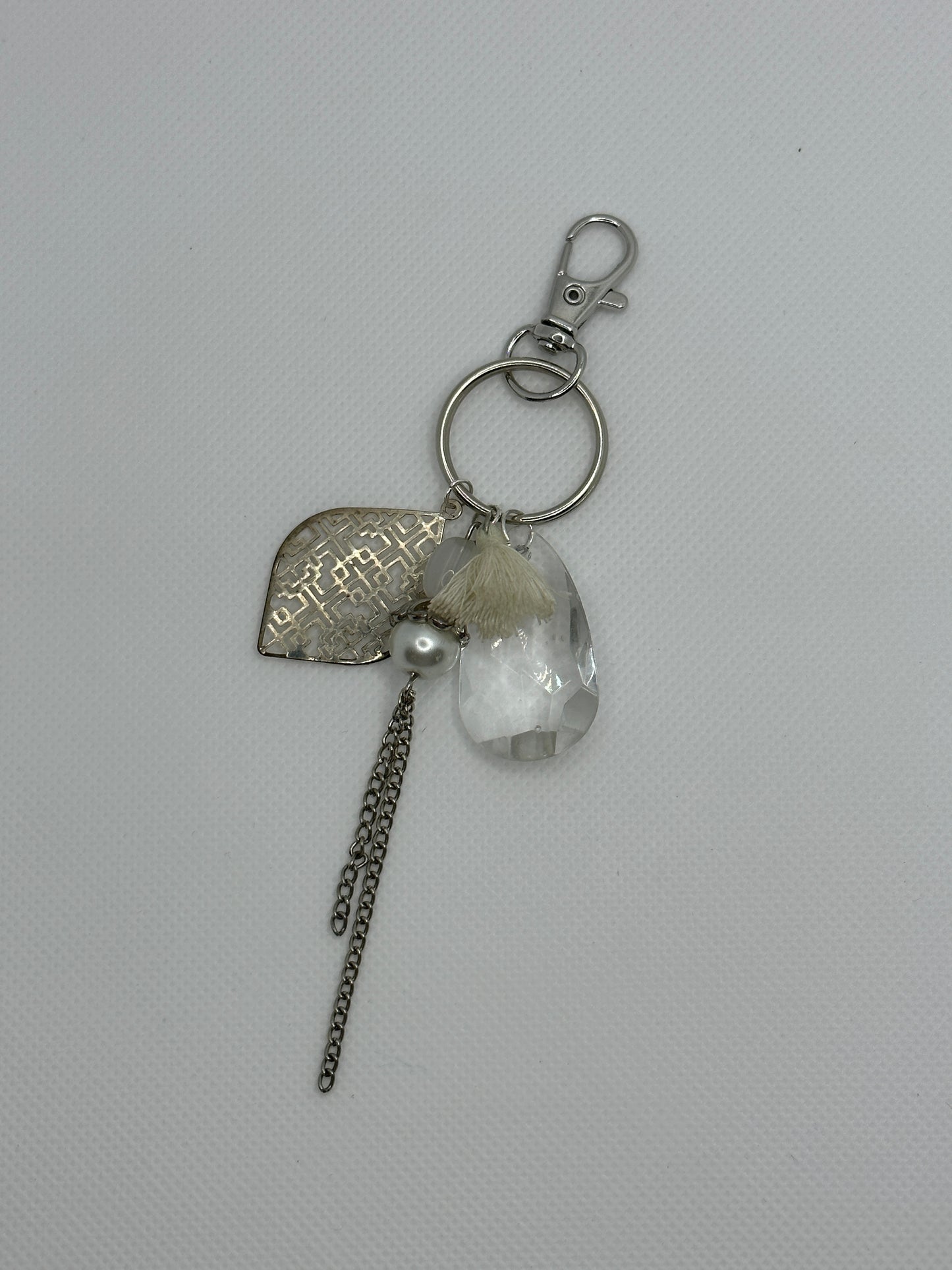 Silver leaf key chain