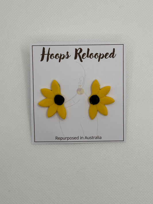 Yellow half flower studs