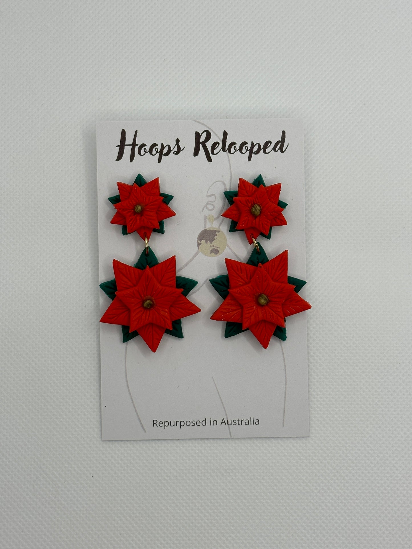 Christmas double red poinsettia stud backings