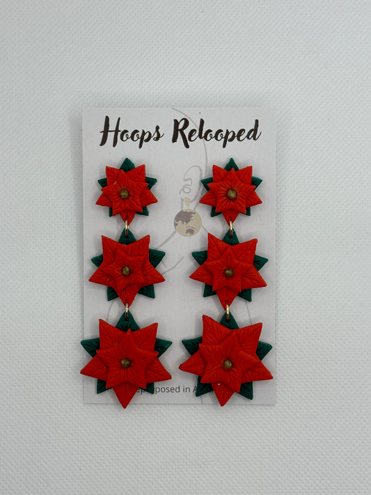 Christmas triple poinsettia dangles