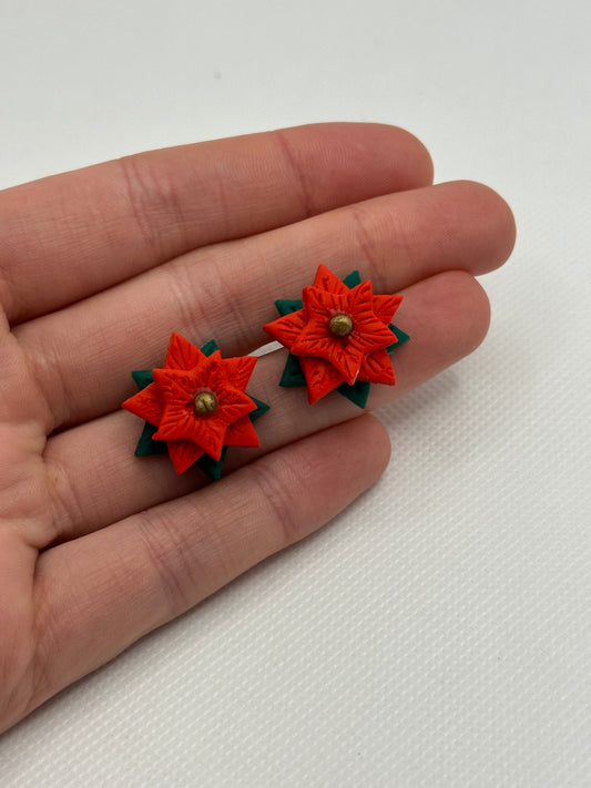 Christmas poinsettia studs