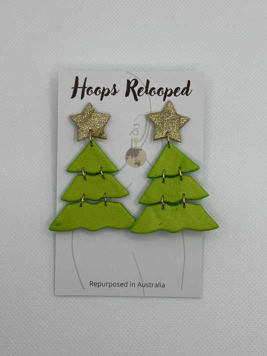 Christmas trees large - light green with gold stars