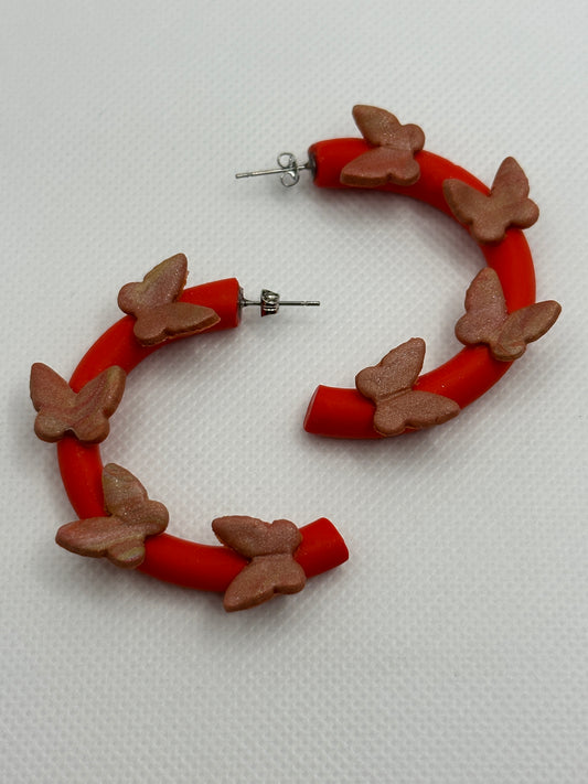 Red butterfly hoops