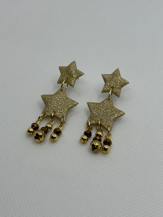 Fearless gold and brown shooting stars (medium beads)