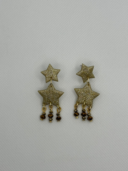 Fearless gold and brown shooting stars (small beads)