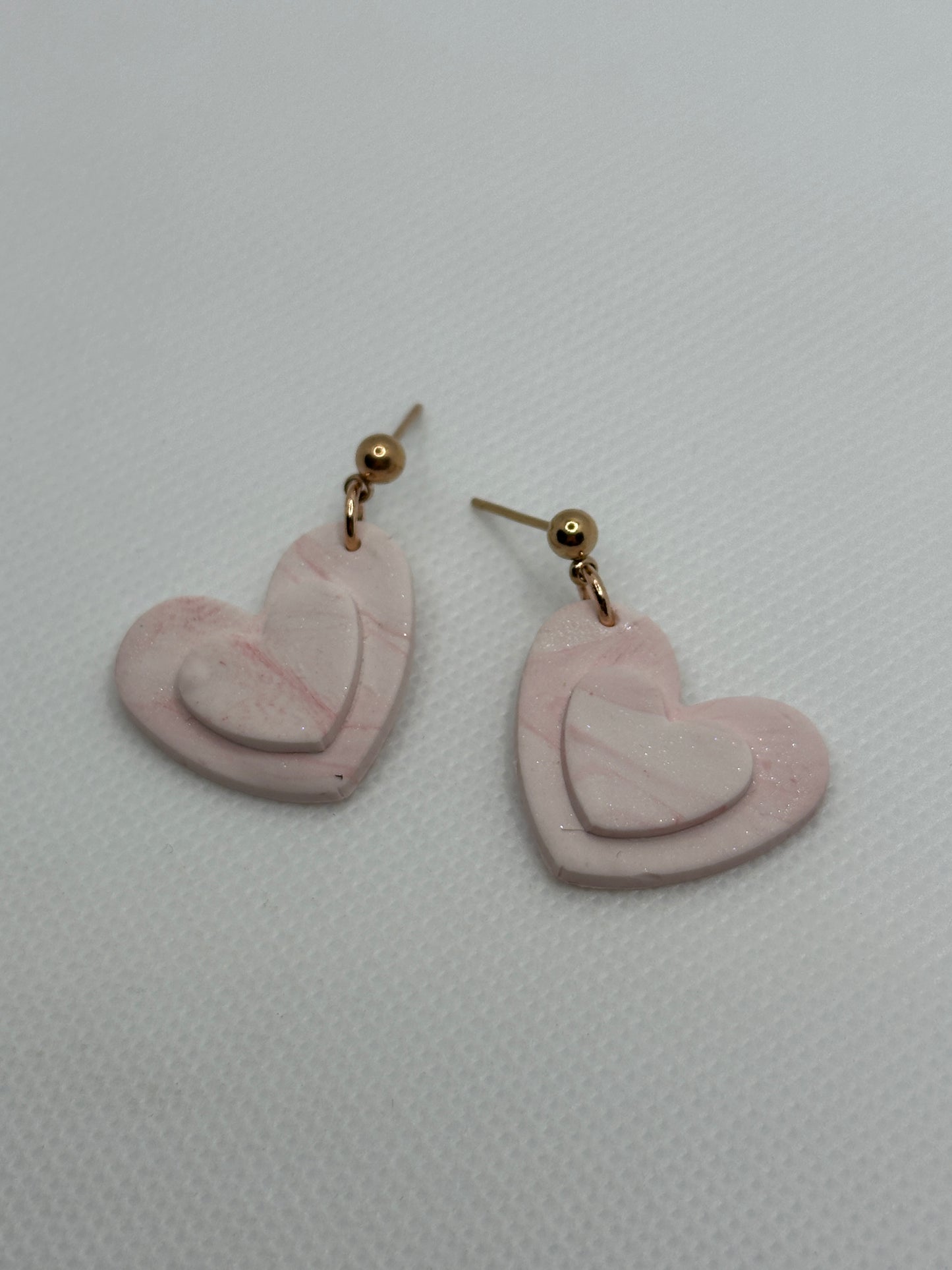 Lover pink and white marble heart small dangles